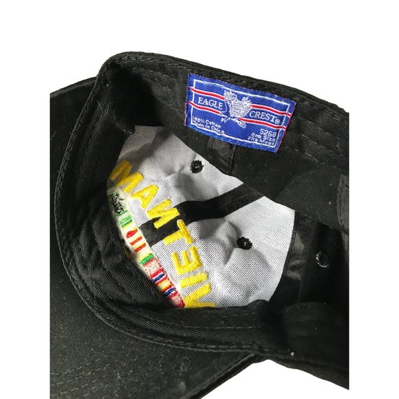 VIETNAM Veteran NAM Flag Patriot Black Eagle Crest Denim Adjustable Cap Hat Lid - Picture 7 of 7